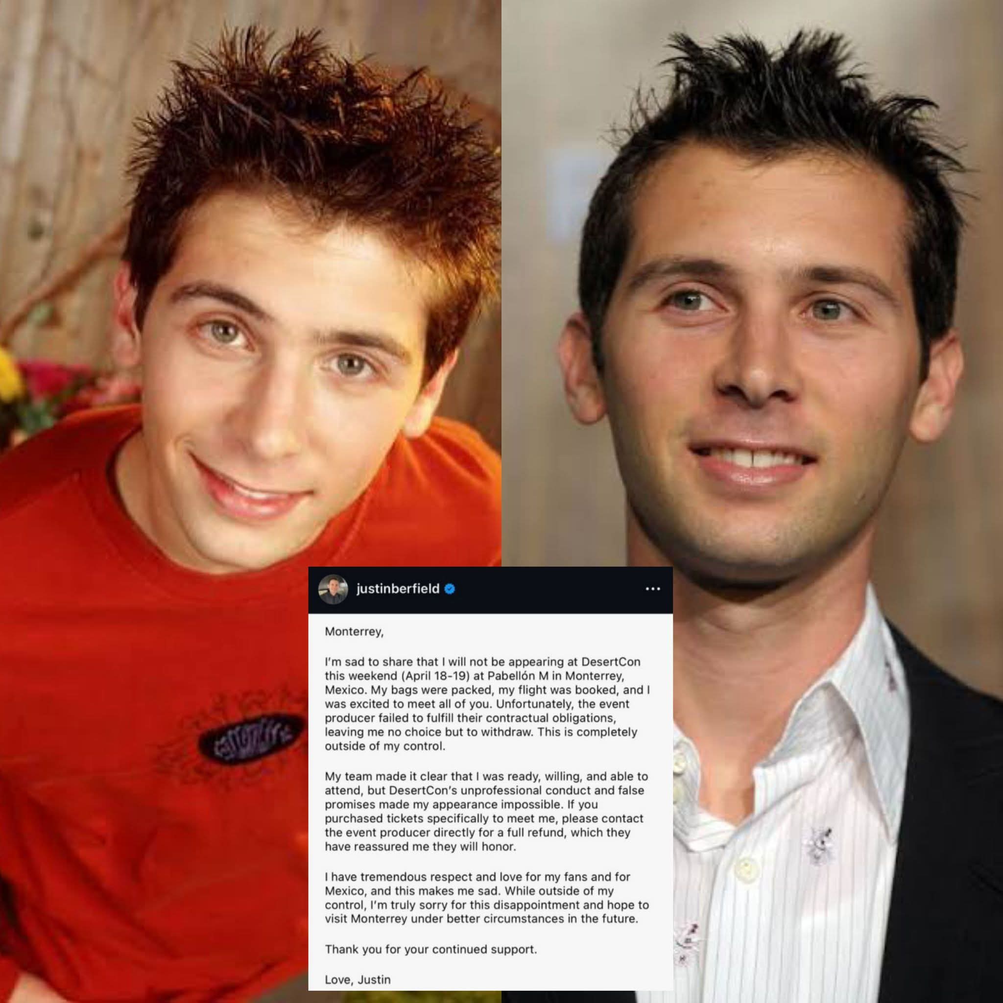 Justin Berfield cancela su visita a Monterrey